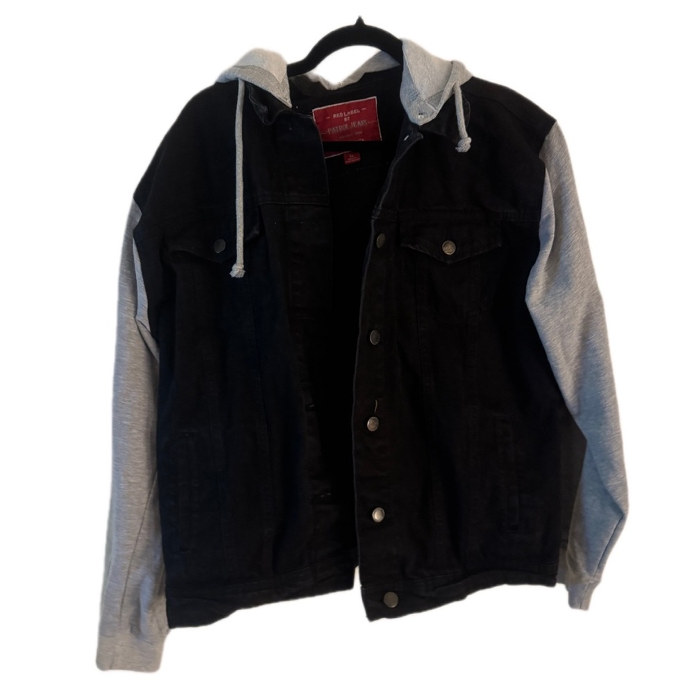Women’s Black and Gray Denim Jacket with Hood